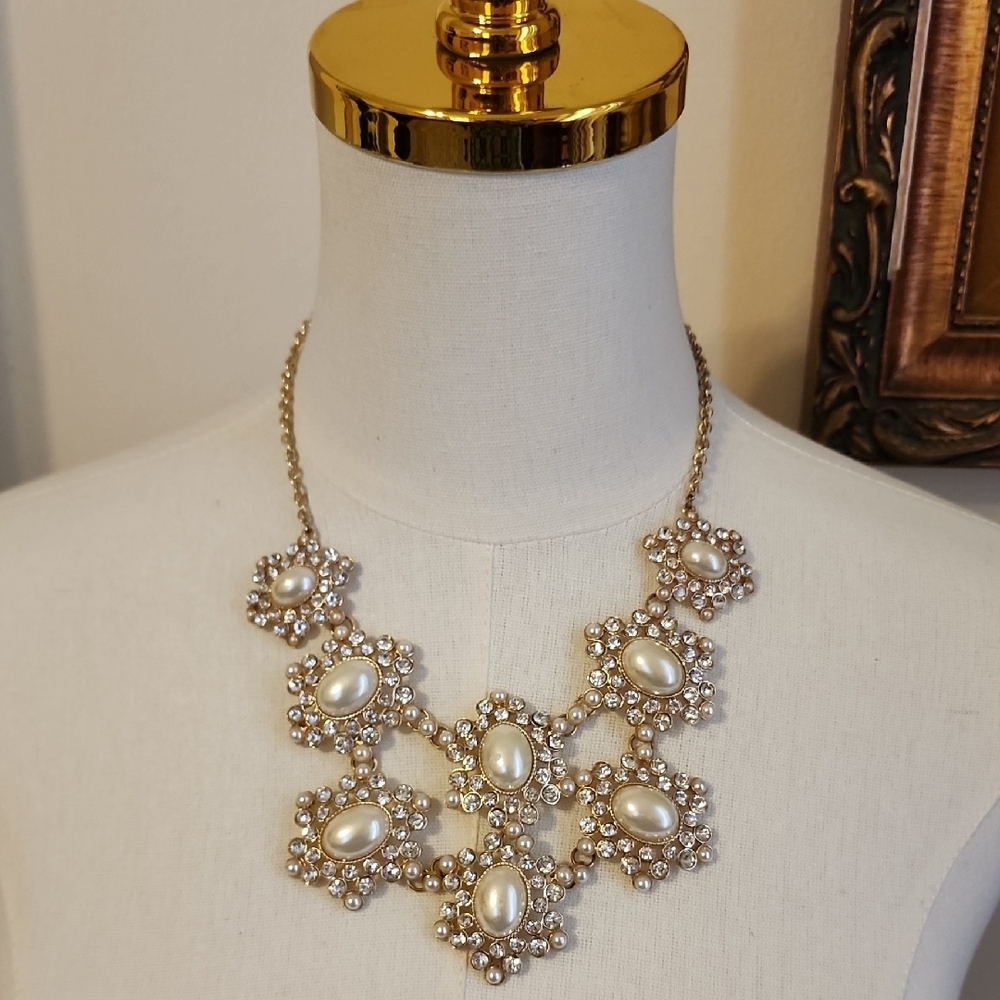 Gold Pearl Statement Necklace - Women's Jewelry